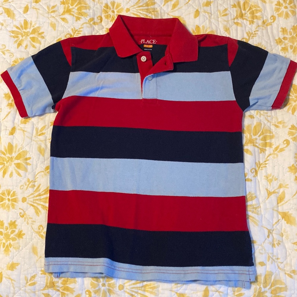 Red blue striped children’s place polo shirt size medium
